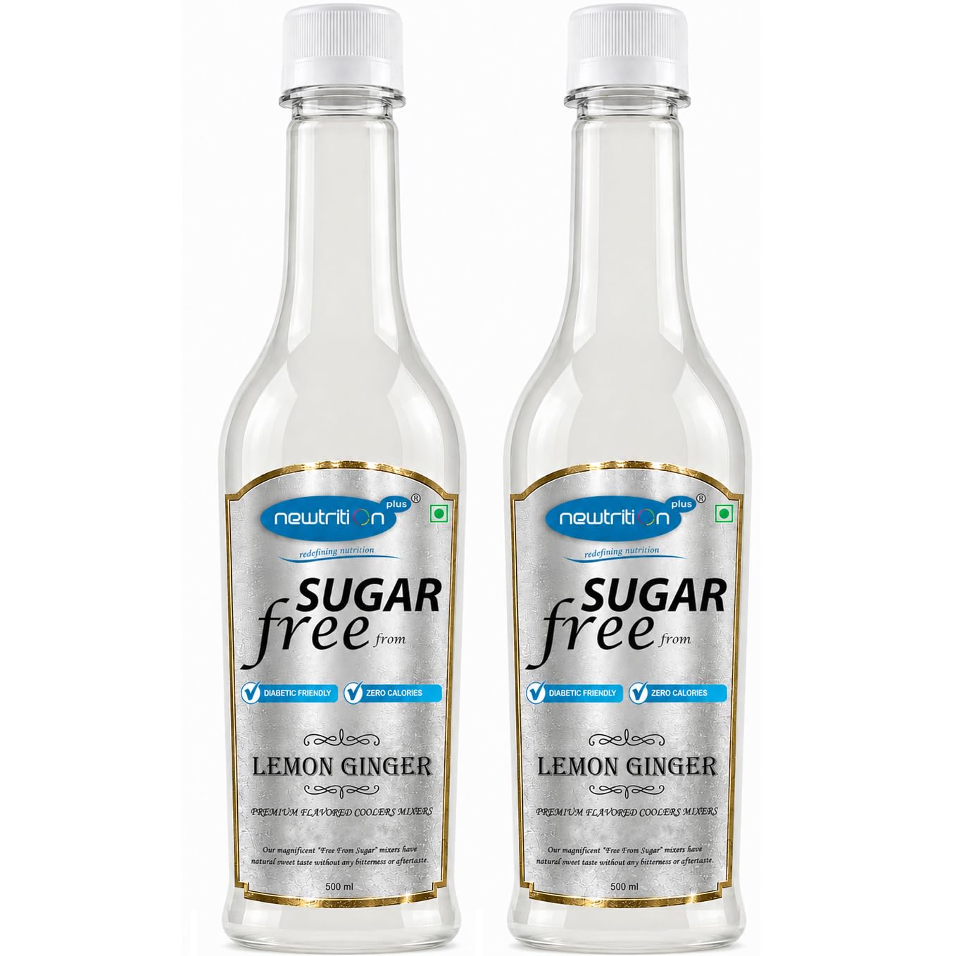 Newtrition Plus Redefining Nutrition Sugar Free Lemon Ginger Mixer Syrup - Pack of 2 (500 ml Each) - Zero Calorie, Diabetic Friendly, Keto Friendly-image-28