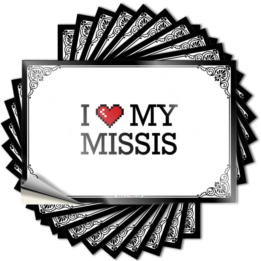 Teen Room Decor Window Tattoos - I Love My Missis Vintage Durable Sticker Easy Apply for Checkered Decor(6X9CM)