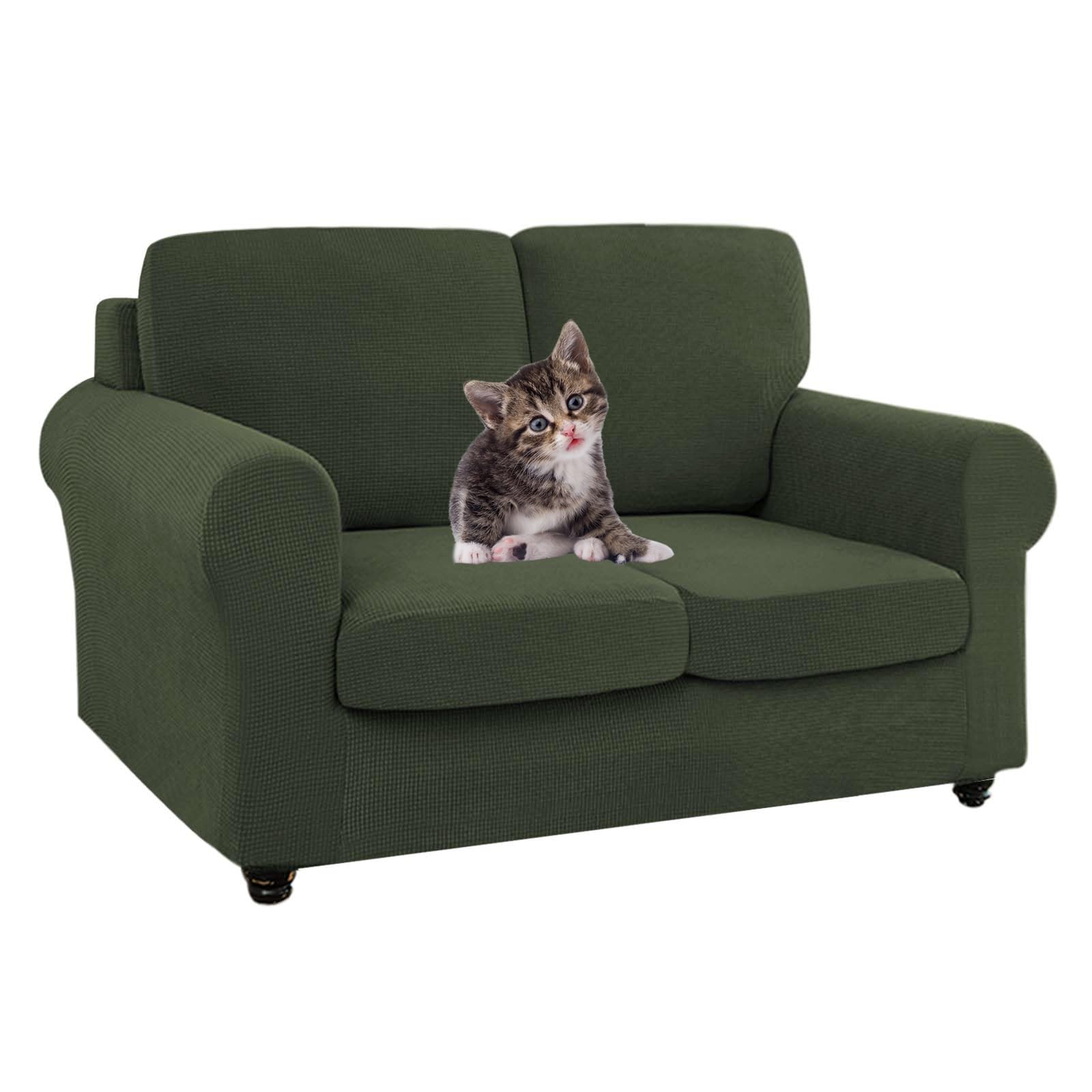 SYLC Ektorp Sofa Cover with Seat Cushions Covers and Backrests Covers Sofa Covers Stylish Stretch Jacquard Couch Slipcover Protector (Olive,Love+2 Seats+2 Backs)