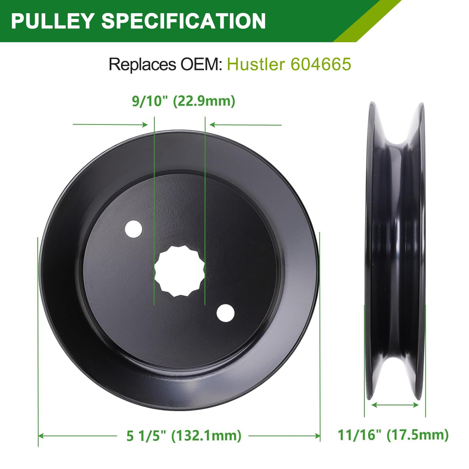 601804 607418 Husillo 604665 - Conjunto de polea compatible con husillo Hustler Raptor SD 48, husillos Hustler Raptor SD 48, husillos Hustler 48 (1 paquete)