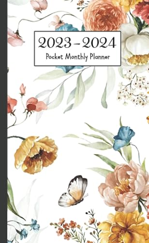 2023-2024 Pocket Monthly Planner for Purse: Floral Two Years Monthly Calendar Planner January 2023 To December 2024, Pocket Size | 24 Months Agenda ... Organizer Logbook With Holidays &amp; Extra Pages