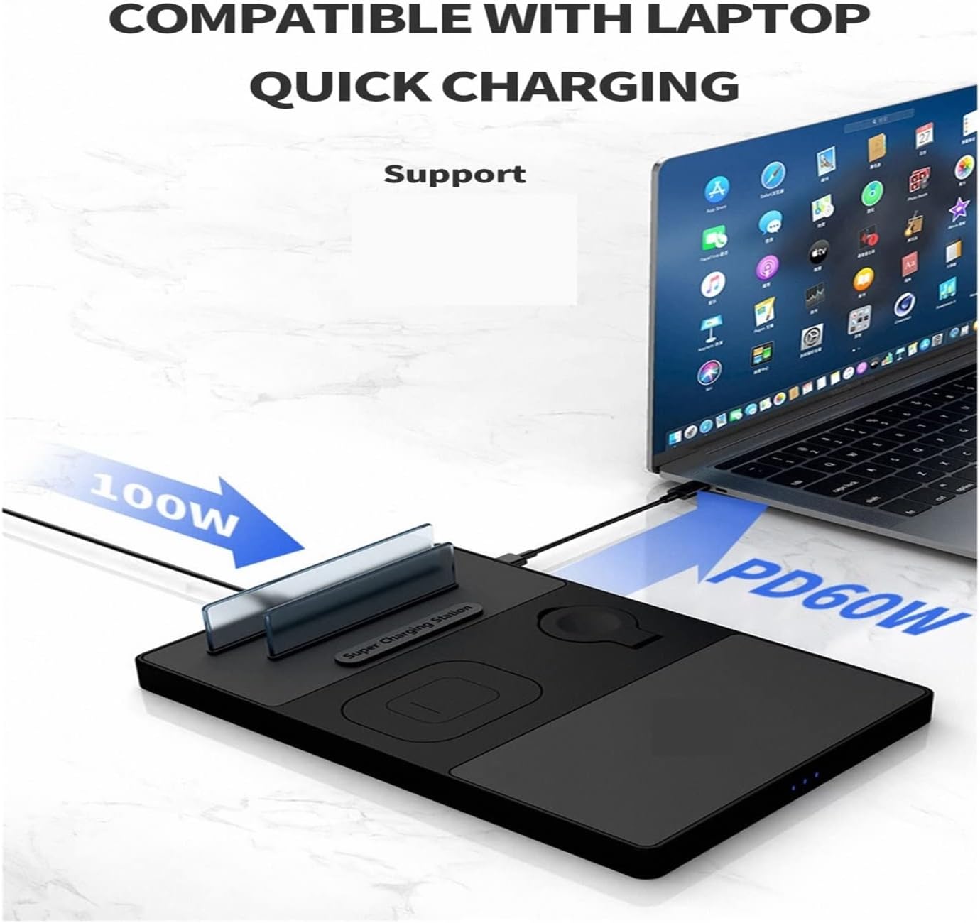 super fast charging station 100w multifunctional wireless charger 4 in 1 fast charging compatible with ipadmobile phonewatchlaptop