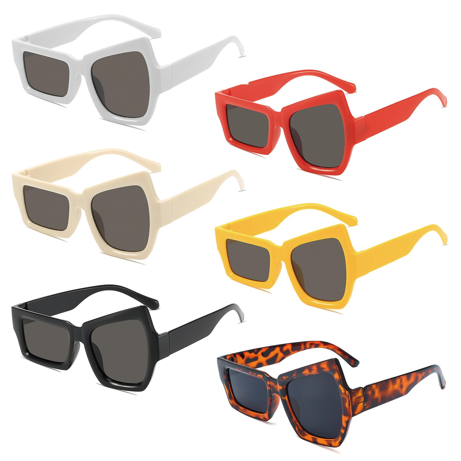 DXPETA 6 Pcs Funny Glasses, Novelty Sunglasses with Raised Eyebrows, Fun Fashion Accessories for Parties and Social Media, Asymmetrical Design Fake Glasses for Costume Events