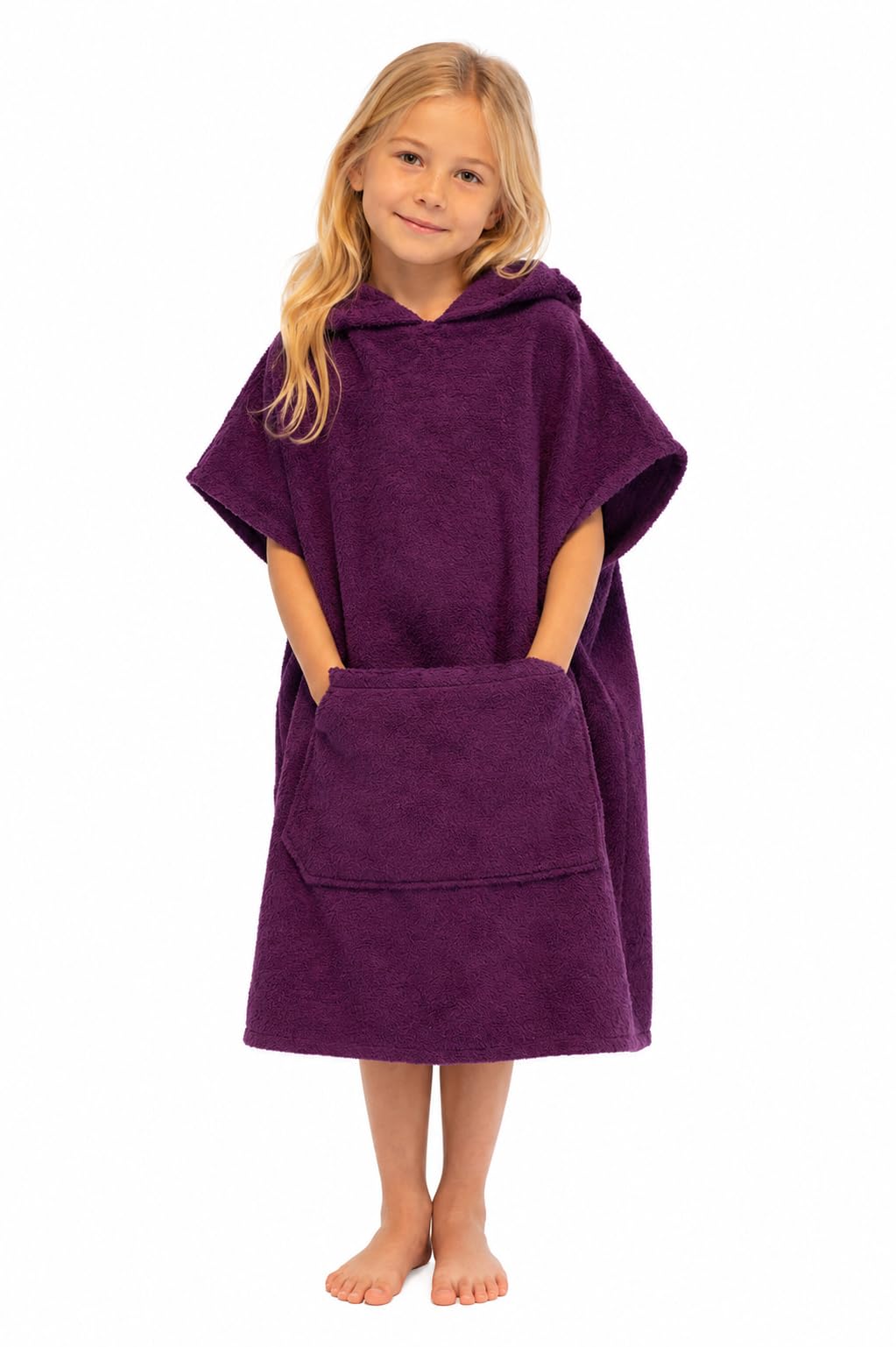 ALLEN &amp; MATE Kids Hooded Towel Poncho, 100% Cotton Swim Cover-Up, 6-13 Yrs