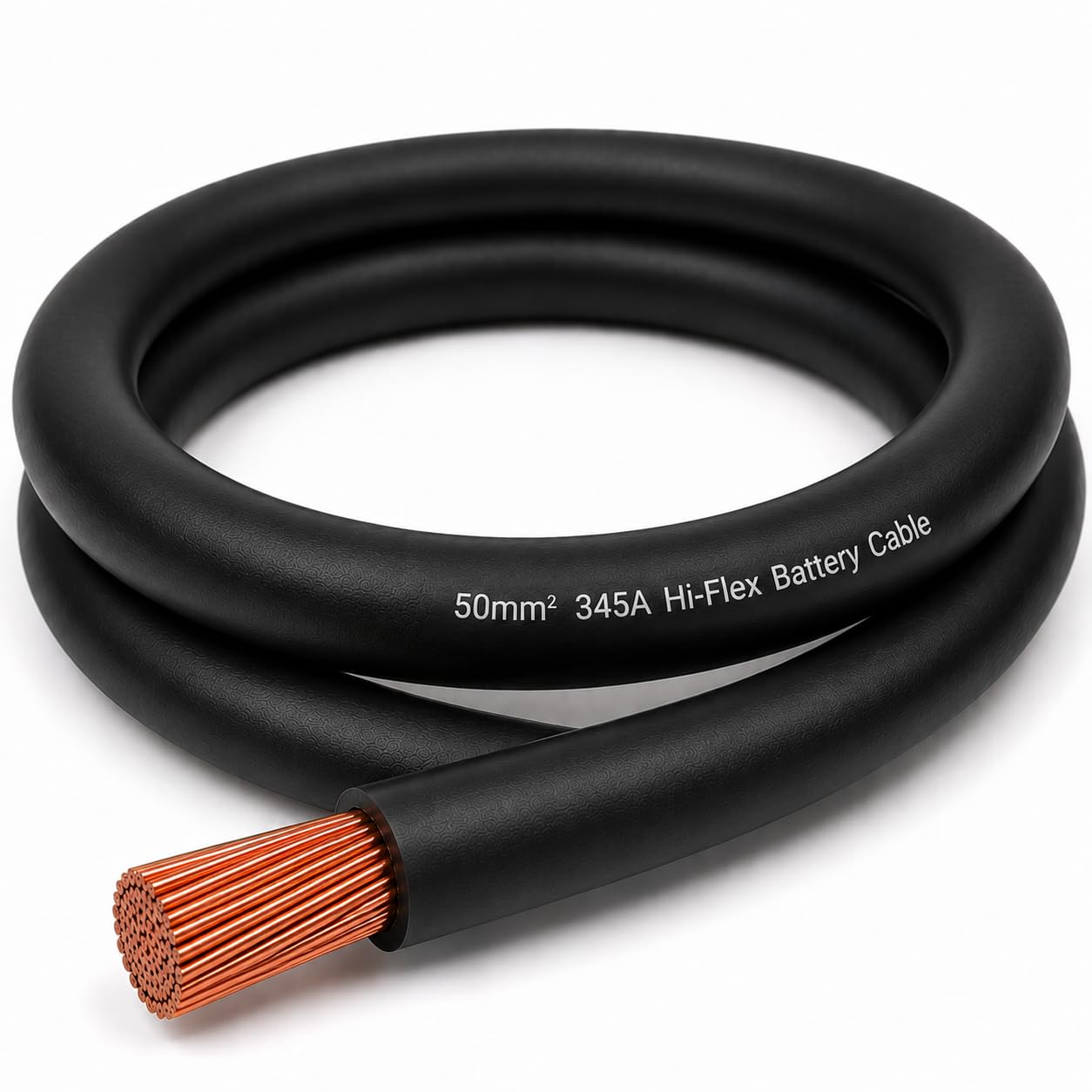 MKGT 345A Hi-Flex Battery Cable – 50mm2 0 Gauge Pure Copper Single Core PVC Welding Wire for 12V & 24V Automotive, Campervan, Solar, Inverter & Leisure Battery Systems (Black, 9 Meters)