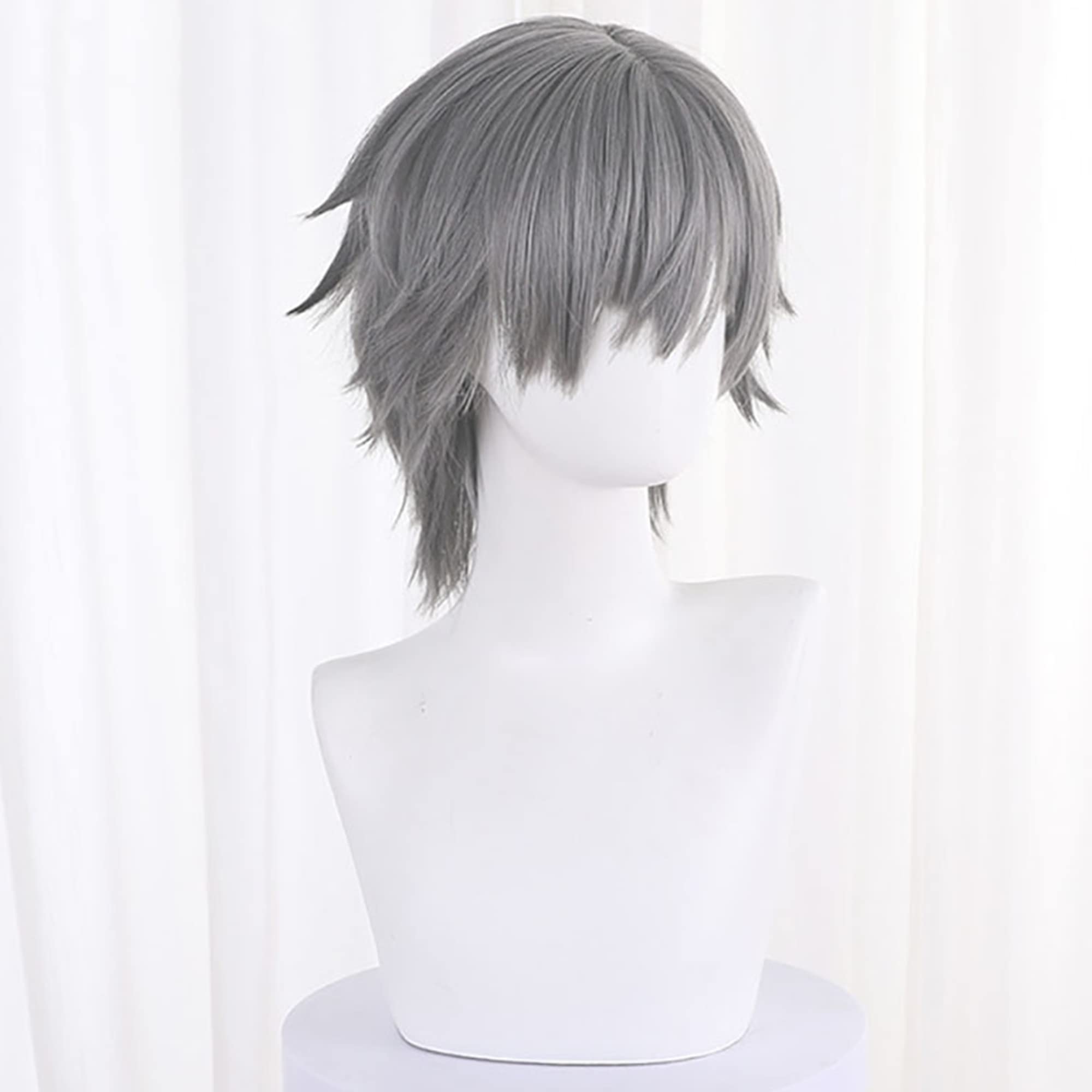 Grey Short Heat Resistant Synthetic Long Hair for Men Halloween Cos Anime Party Comic Con Replacement Wigs - Image 2