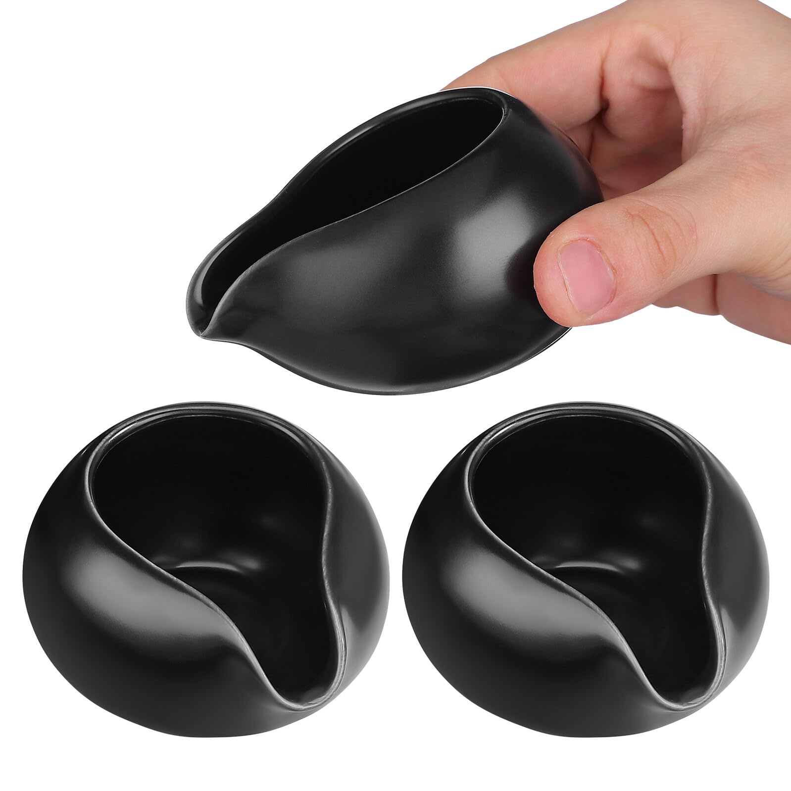 3 Stück Keramik Milchkännchen in Schwarz, Vintage Design
