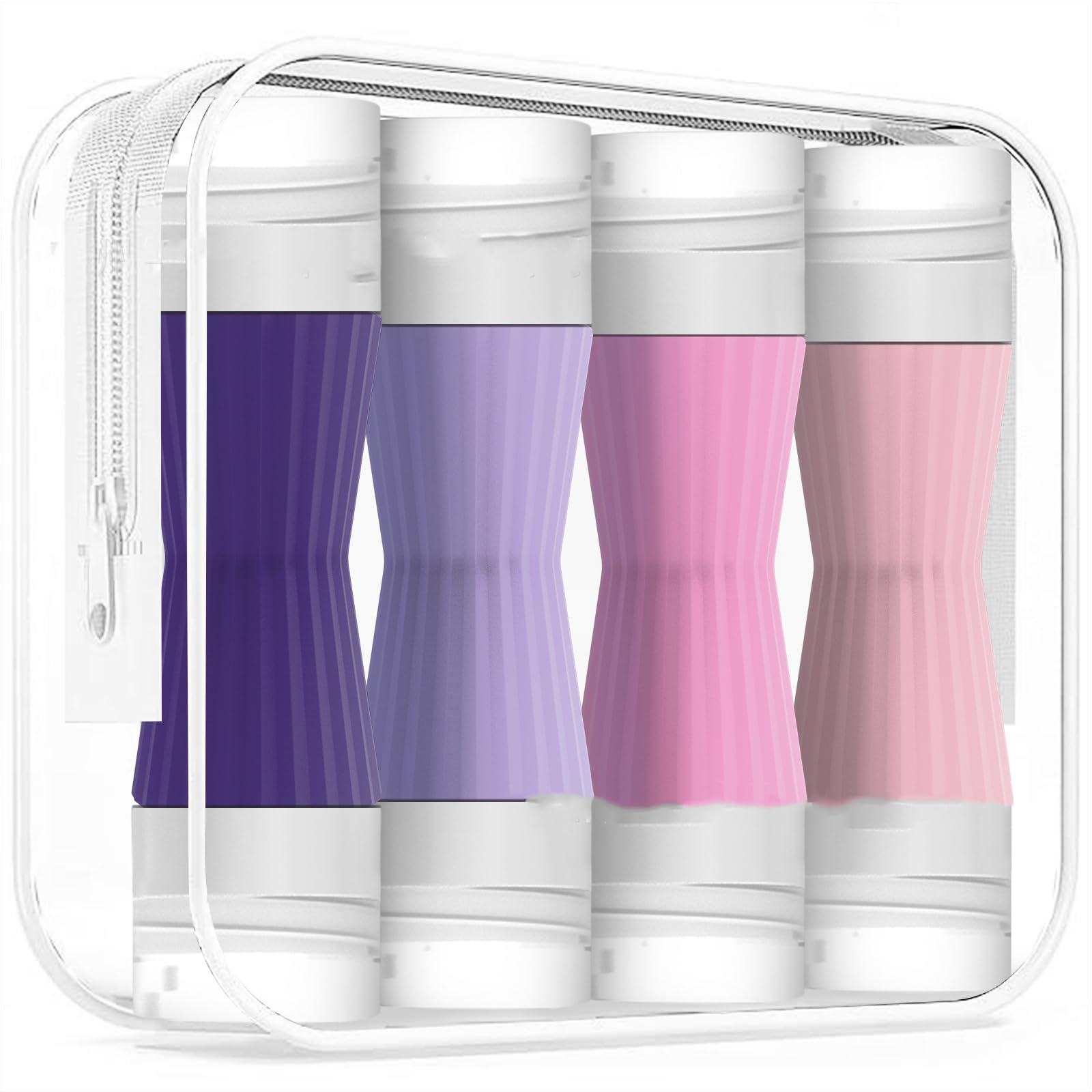 our fave 4Pieces Double Chamber Silicone Cosmetic Bottles for Liquid Cream Gels Separation Line Design Cosmetic Containers