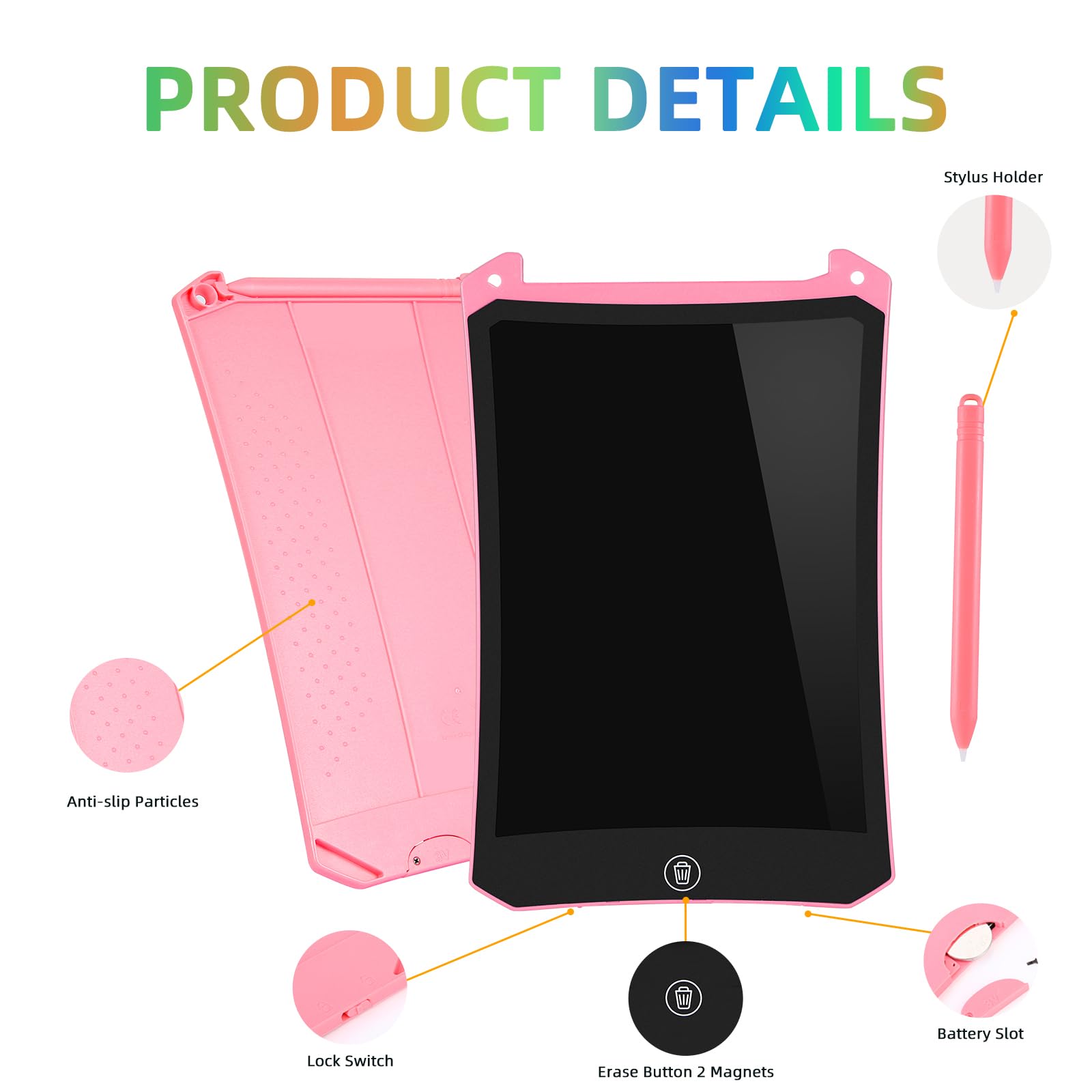 Regalo Niña 2 3 4 5 6 7 8 Años,PINKCAT 2 Pack Tableta Gráfica 8,5 Pulgadas Juegos de Viaje Juguetes Niños Pizarra Magica Viaje Tableta de Escritura Digital Electrónica Borrable Tablet para Dibujar - 3