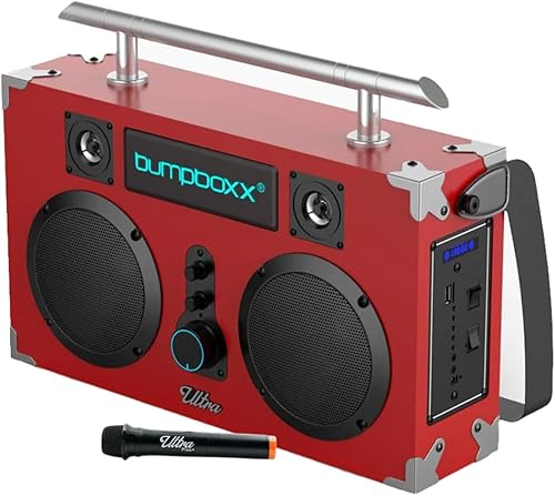 Miniatura 3 de Bumpboxx Bluetooth Boombox Ultra Plus  Boombox retro con altavoz Bluetooth  Incluye batería de litio recargable, correa de transporte y micrófono
