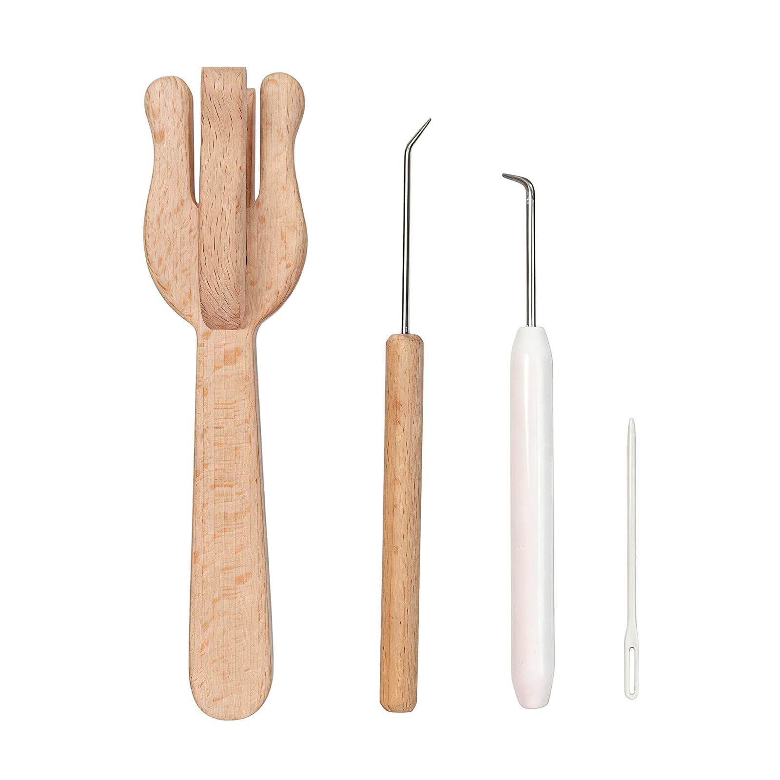 4 Prongs Knitting Fork with Large Eye Needle Bent Tip Hook for Weaving Scarves Blanket Clothing Home Decoration Fork with Large Eye Needle Bent Tip Hook for Weaving Scarves Blanket Clothing Home