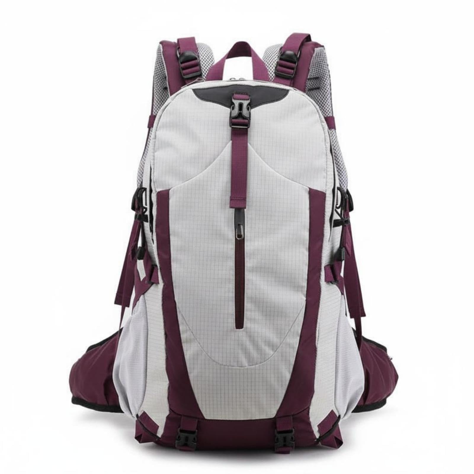 Hiking Backpack Nylon Daypack Backpack Structured Rucksack for Outdoors Pearl White-image-6