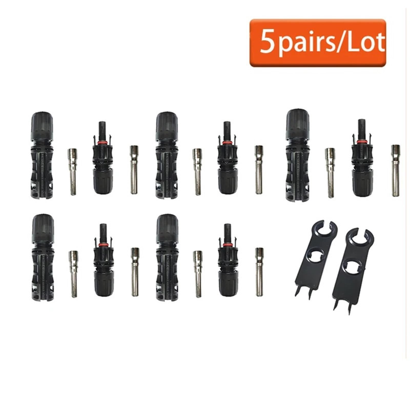 5 paia 1500V 30A/50A connettore pannello solare maschio e femmina 1 coppia chiave adatta for sezioni trasversali cavo solare 2,5~10mm2(5 Pairs 50A 2Spanner)