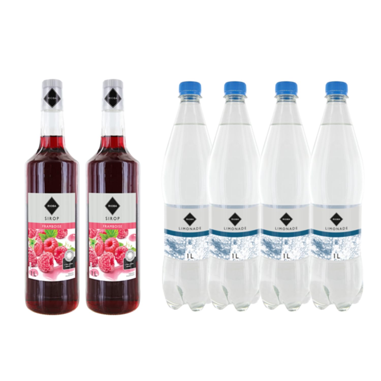 Lot Sciroppi Rioba & Limonata:Sciroppi Rioba Lampone (2x1L)- Limonata Rioba (4x1L)