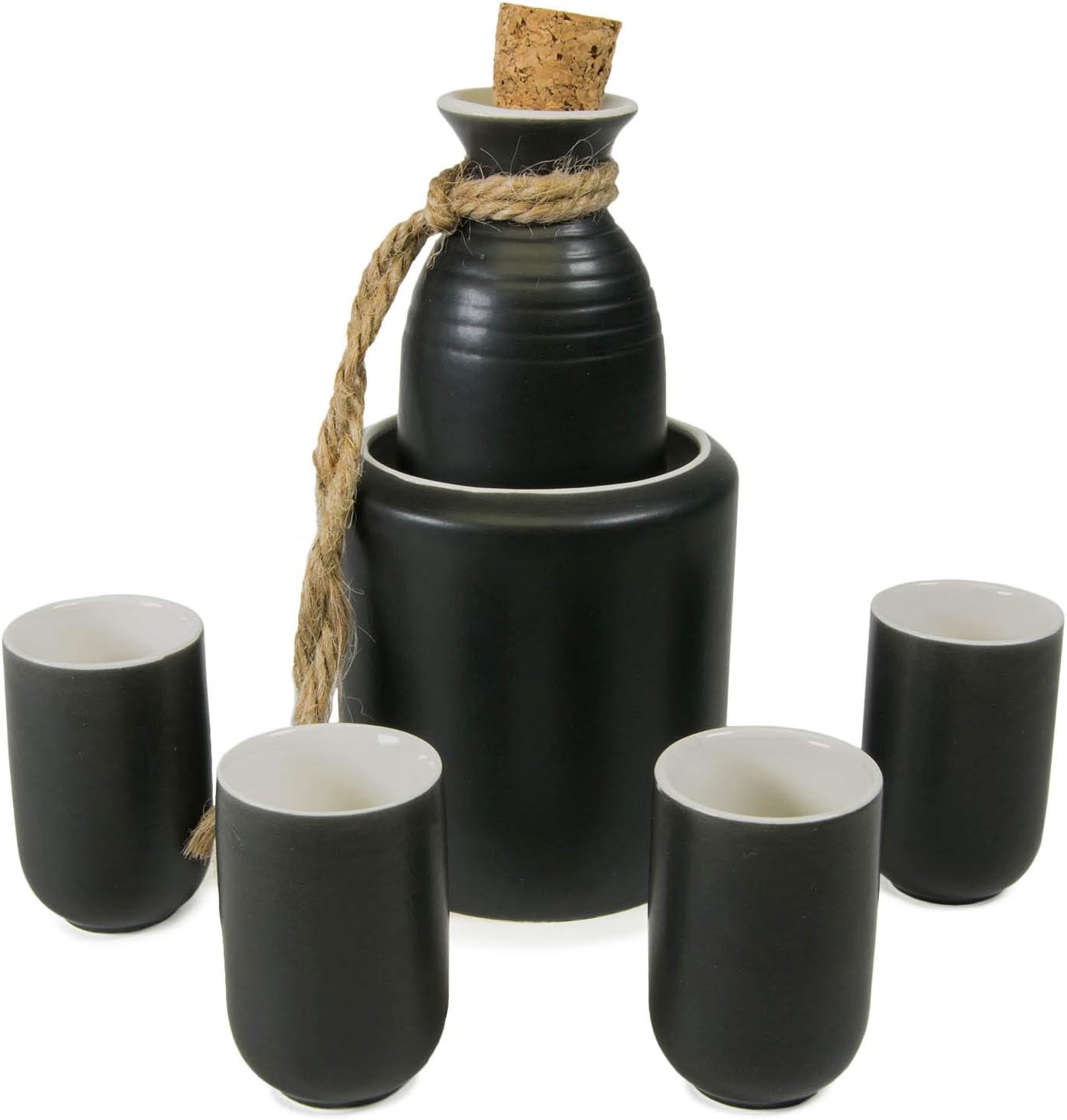 CoreLife Sake Set with Warmer, Traditional Ceramic Mini
