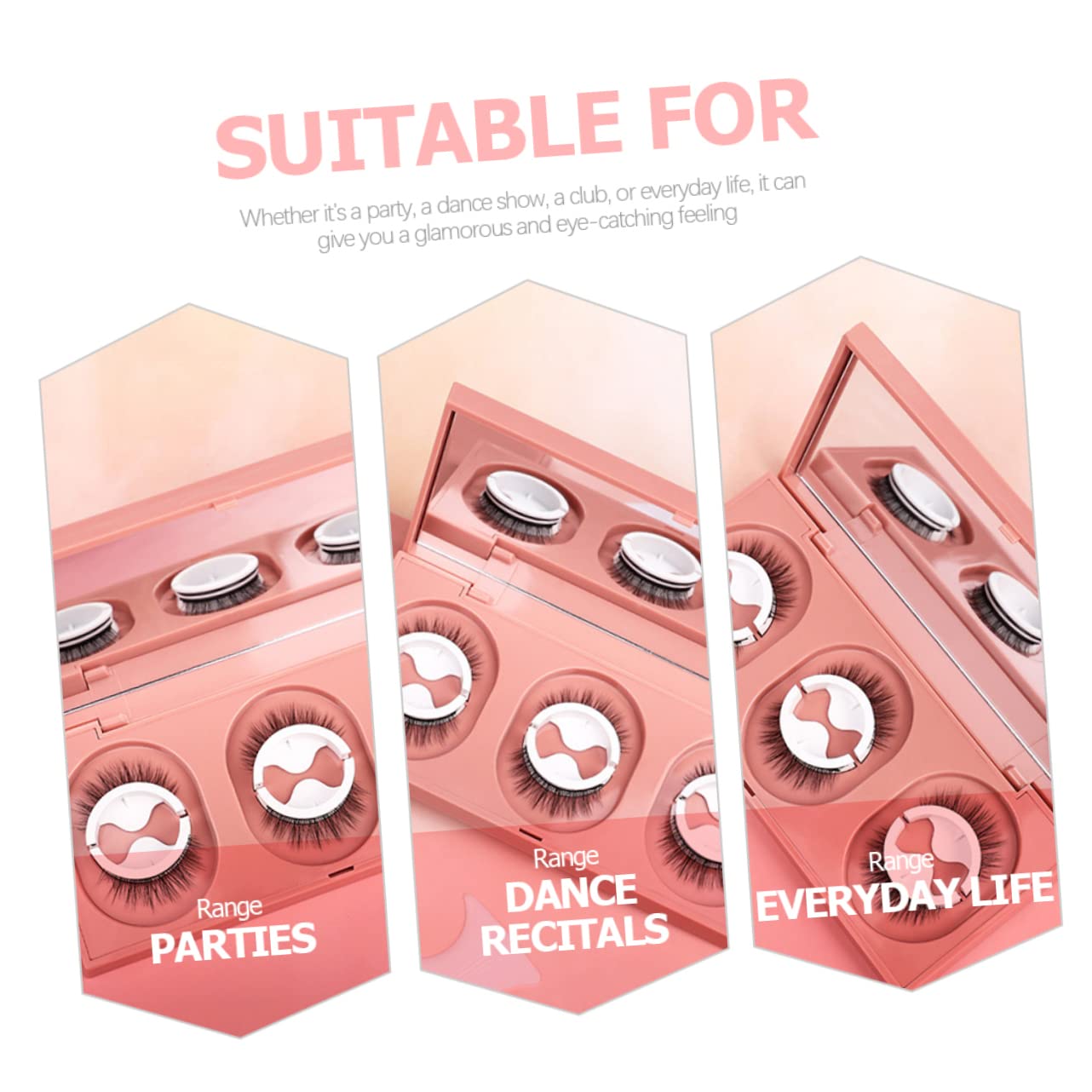 FOMIYES 3 Set Di Ciglia Finte Autoadesive Riutilizzabili Dallaspetto Naturale Applicatore Di Ciglia Finte Spesse E Soffici A Lunghezza Intera Set Di Estensioni Per Donne 3 Paia*3