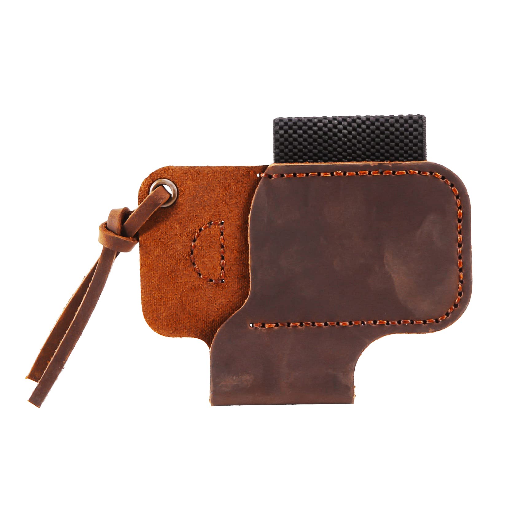 Gosera Handmade Leather Sheath Folding Knife Flashlight Holder Brown