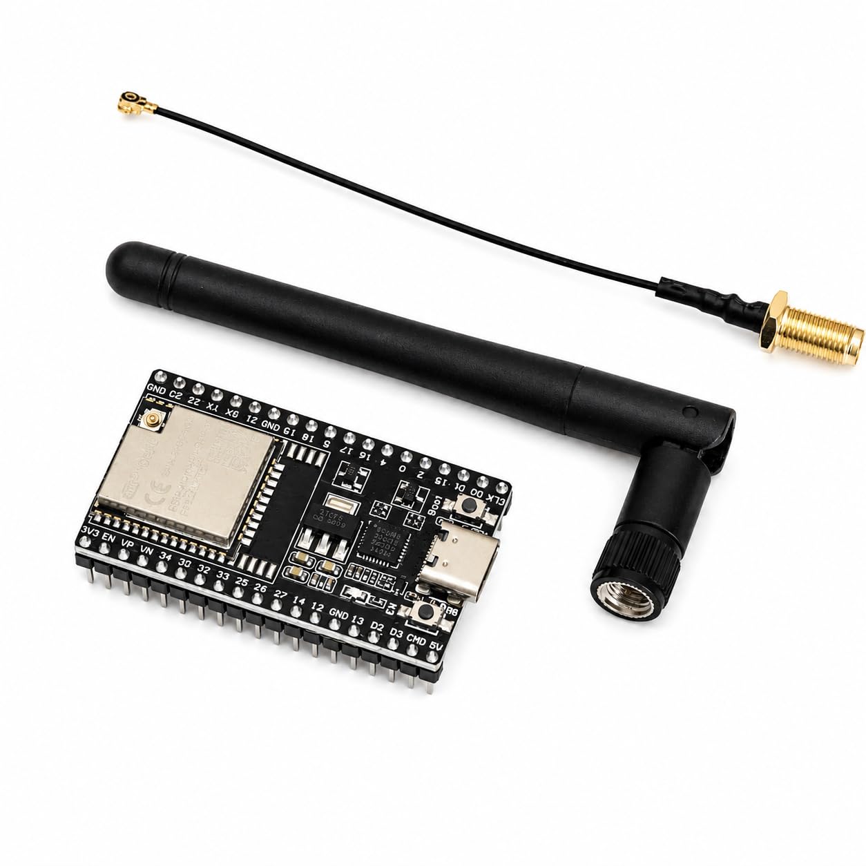 IoTCrazy ESP32-WROOM-32U Dev Board with 3dBi Antenna, Dual-Core