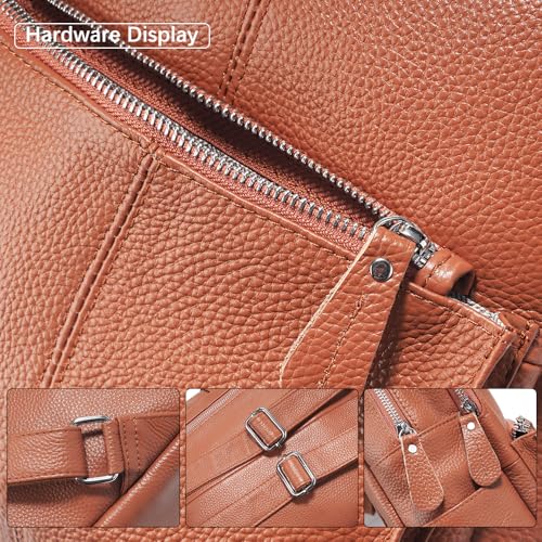 Image of zency 15 Colors 100% Genuine Leather Women Backpack Antitheft Fashion Rucksack Travel Bag For Ladies (Bronze)
