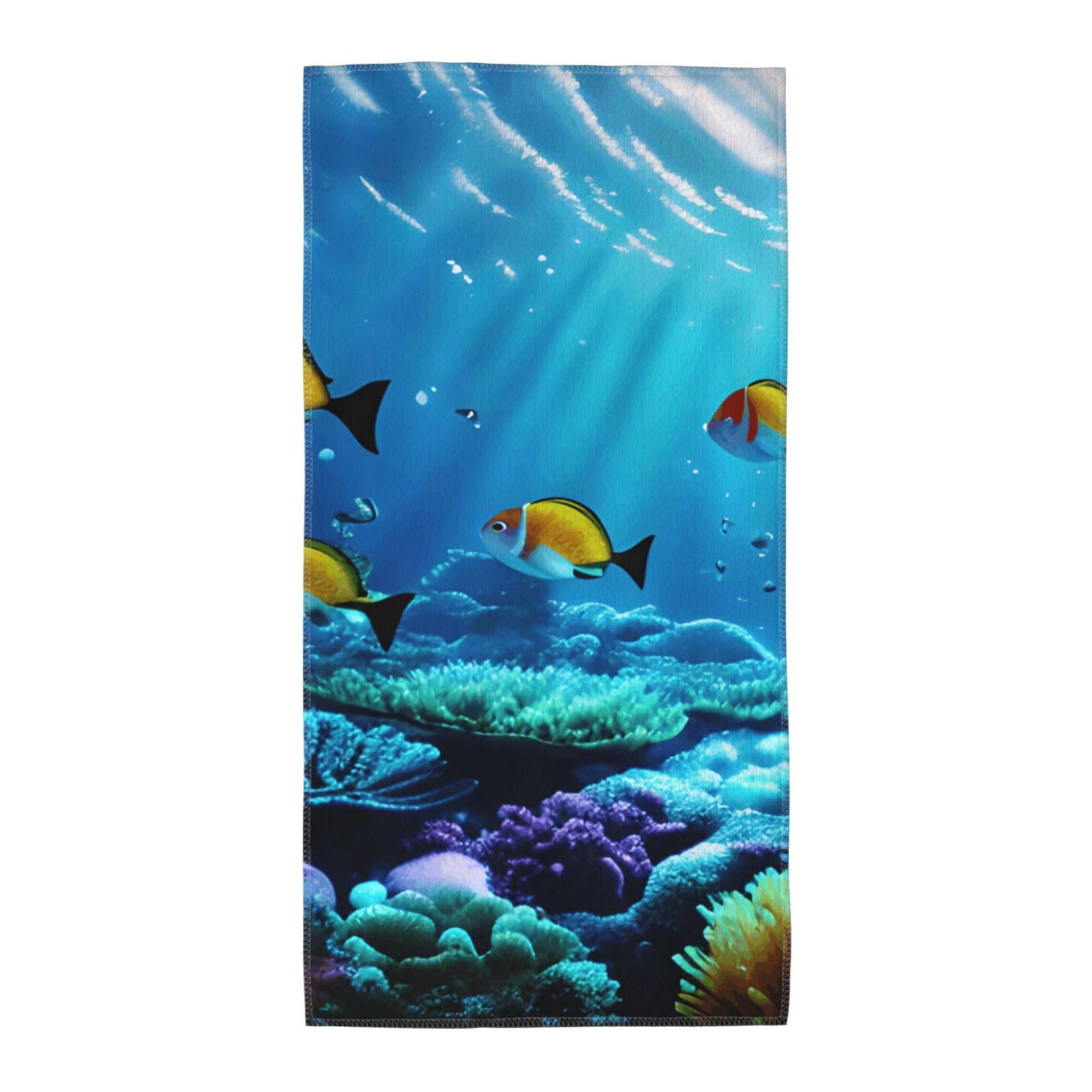 JBJGKHLP Tranquil Underwater Scenery Print Adults Extra Long Beach Towel Soft Absorbent Quick-Dry Gym Swimming Running Yoga