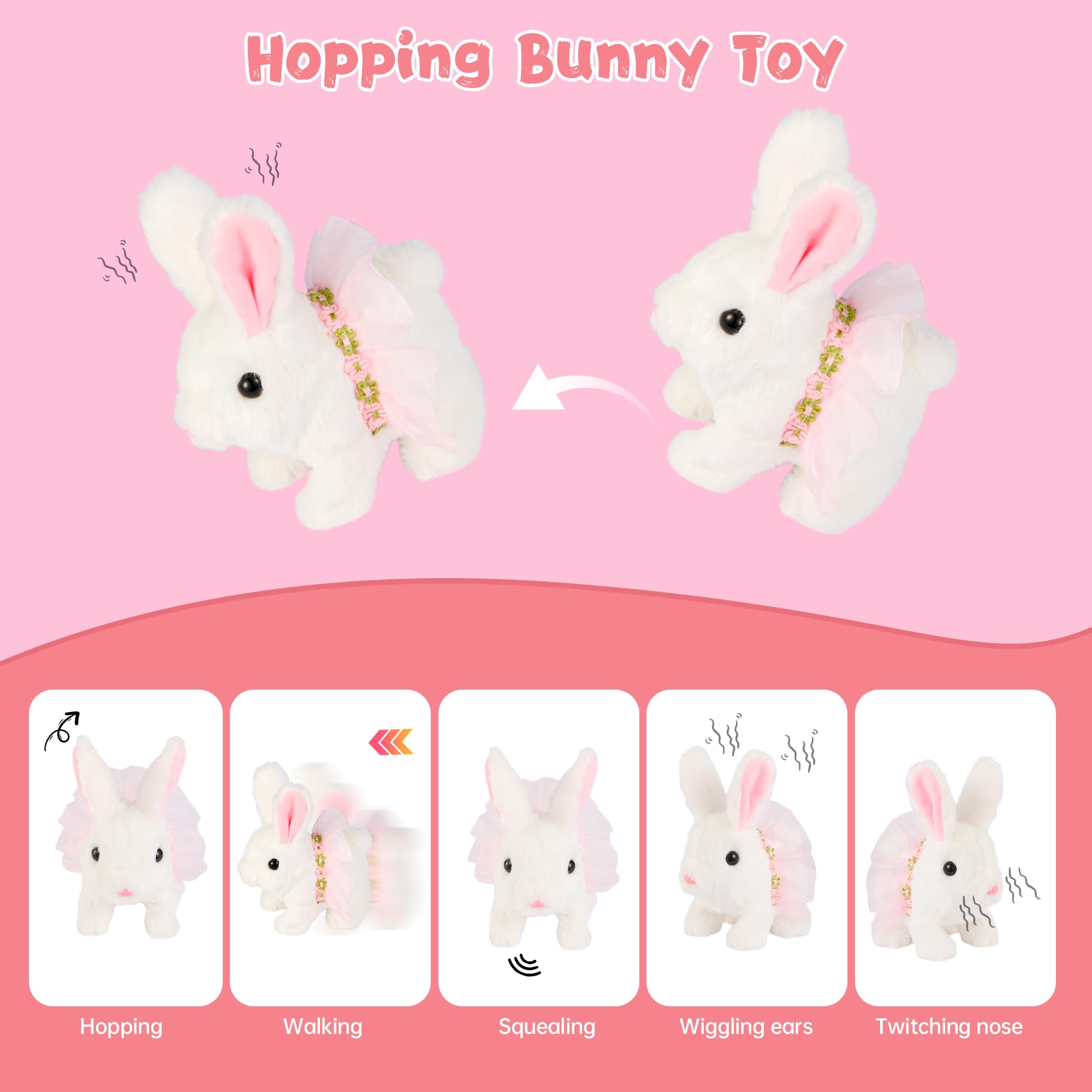 Easter Realistic Bunny Toys - 14-Piece Rabbit Toys with 6