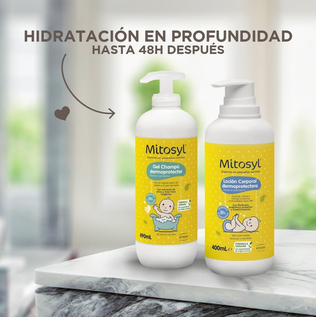 Mitosyl, Loción Corporal Dermoprotectora, Hidratación Profunda, Piel Sensible y Atópica, Fórmula Vegana con Manteca de Karité, 400ml