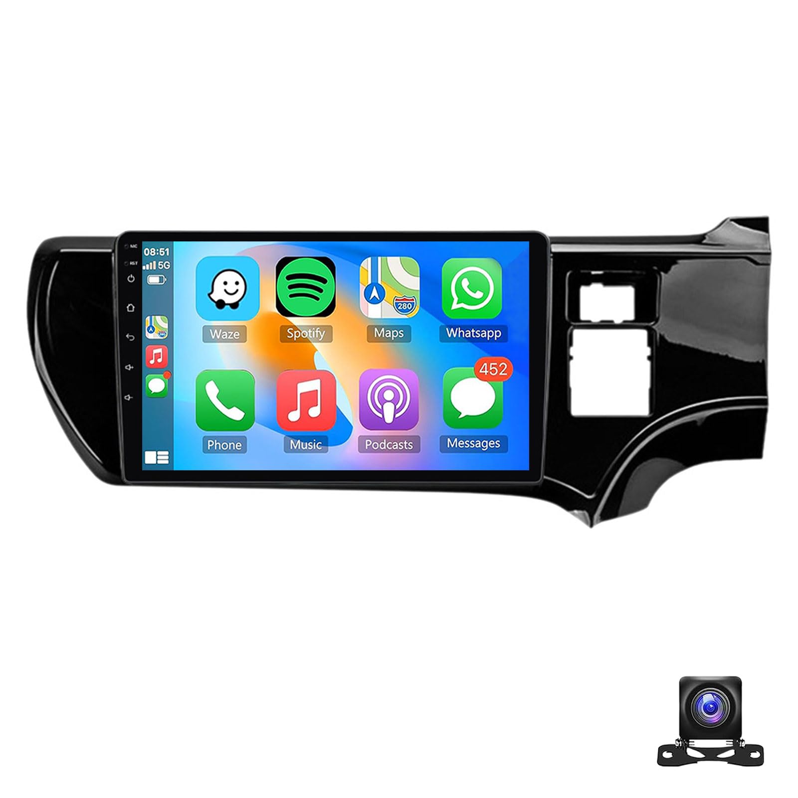 Android 15 Car Stereo Radio For Toy-ota Aqua 2011-2017 9 Inch Touch Screen Update Radio With Wireless Carplay Android Auto Bluetooth GPS Navigation WIFI FM RDS SWC Backup (Size:8Core 4+64G,Color:RHD)