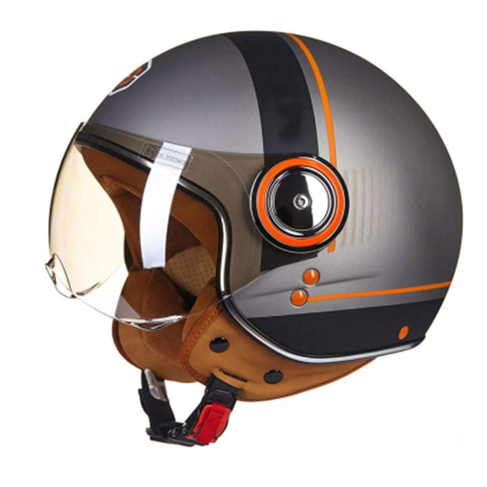 Kask niskoprofilowy z otwartą twarzą, kask motocyklowy z osłoną przeciwsłoneczną, kaski motocyklowe z otwartą twarzą dla dorosłych motocyklistów(3,XL=61~62cm)