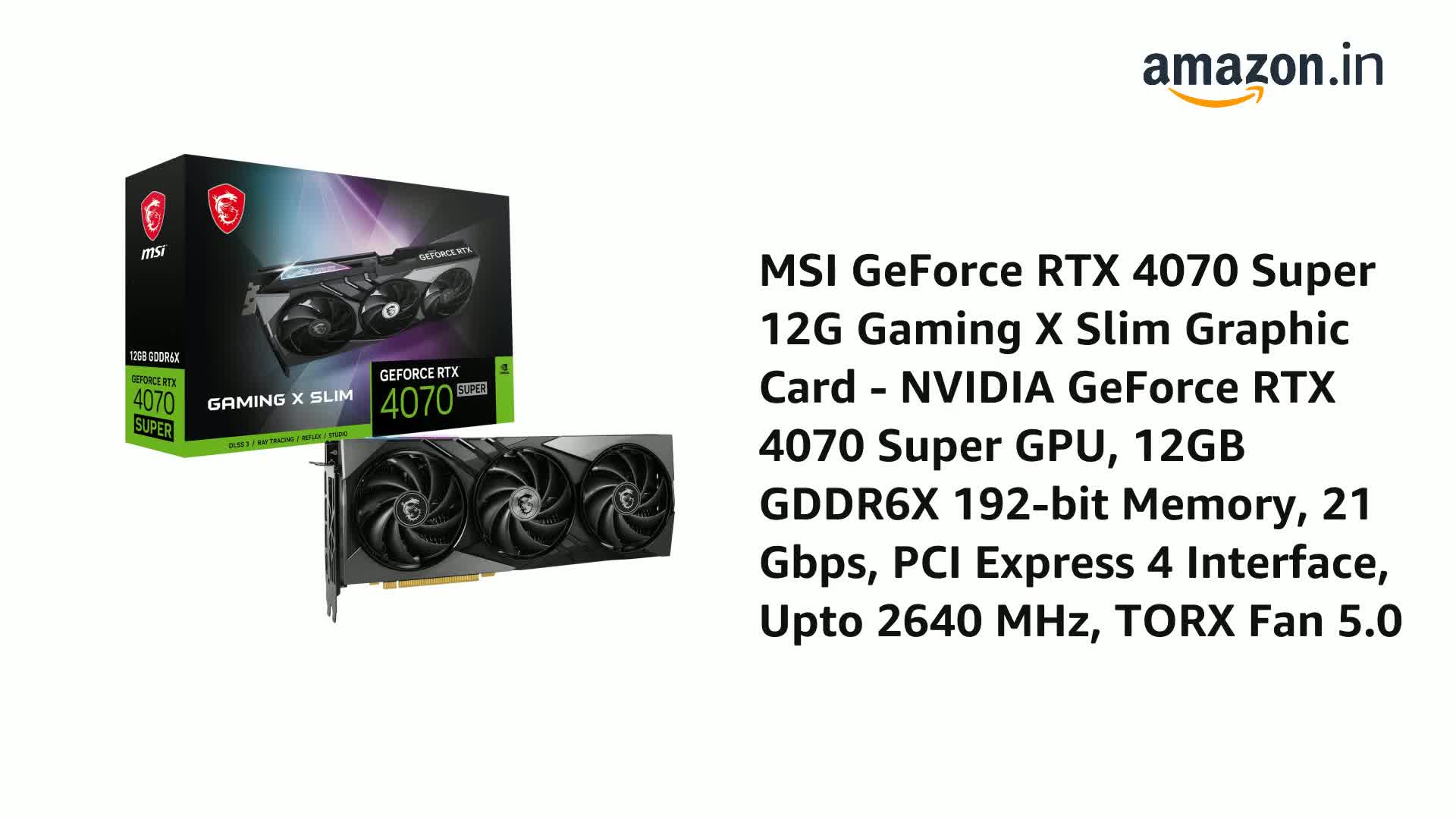 Amazon.in: Buy MSI Geforce pci_e RTX 4070 Super 12G Gaming X Slim