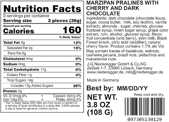 Niederegger Marzipan with Kirsch Cherry 108g