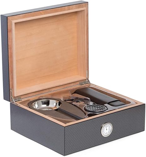 Bey Berk - Juego de humidor (6 piezas, fibra de carbono)