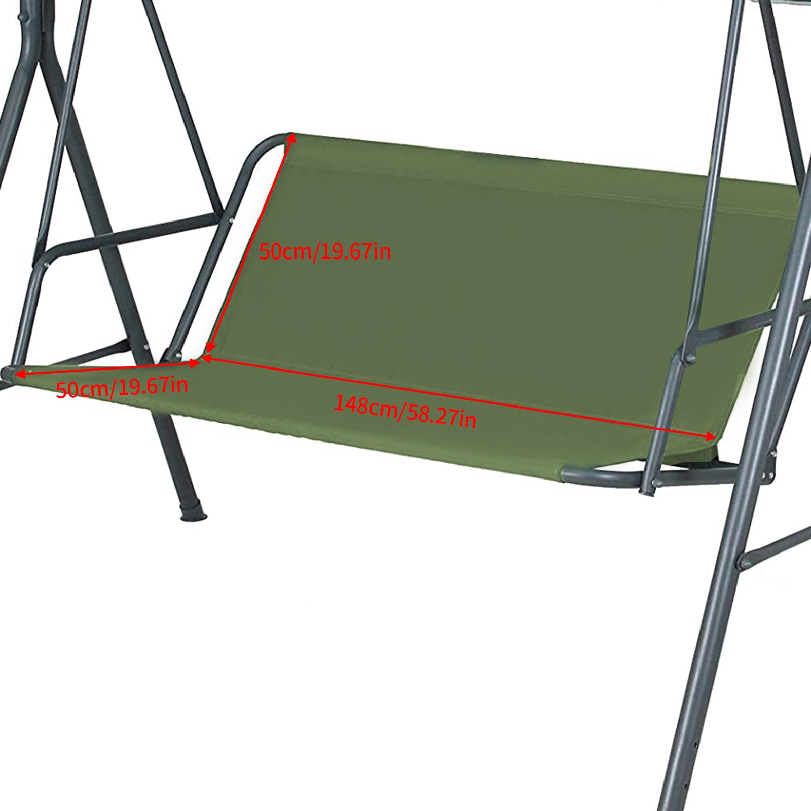 Funda de repuesto para asiento de columpio de jardín, tela Oxford 900D, para exteriores de 2 y 3 plazas (verde: 148 x 50 x 50 cm)