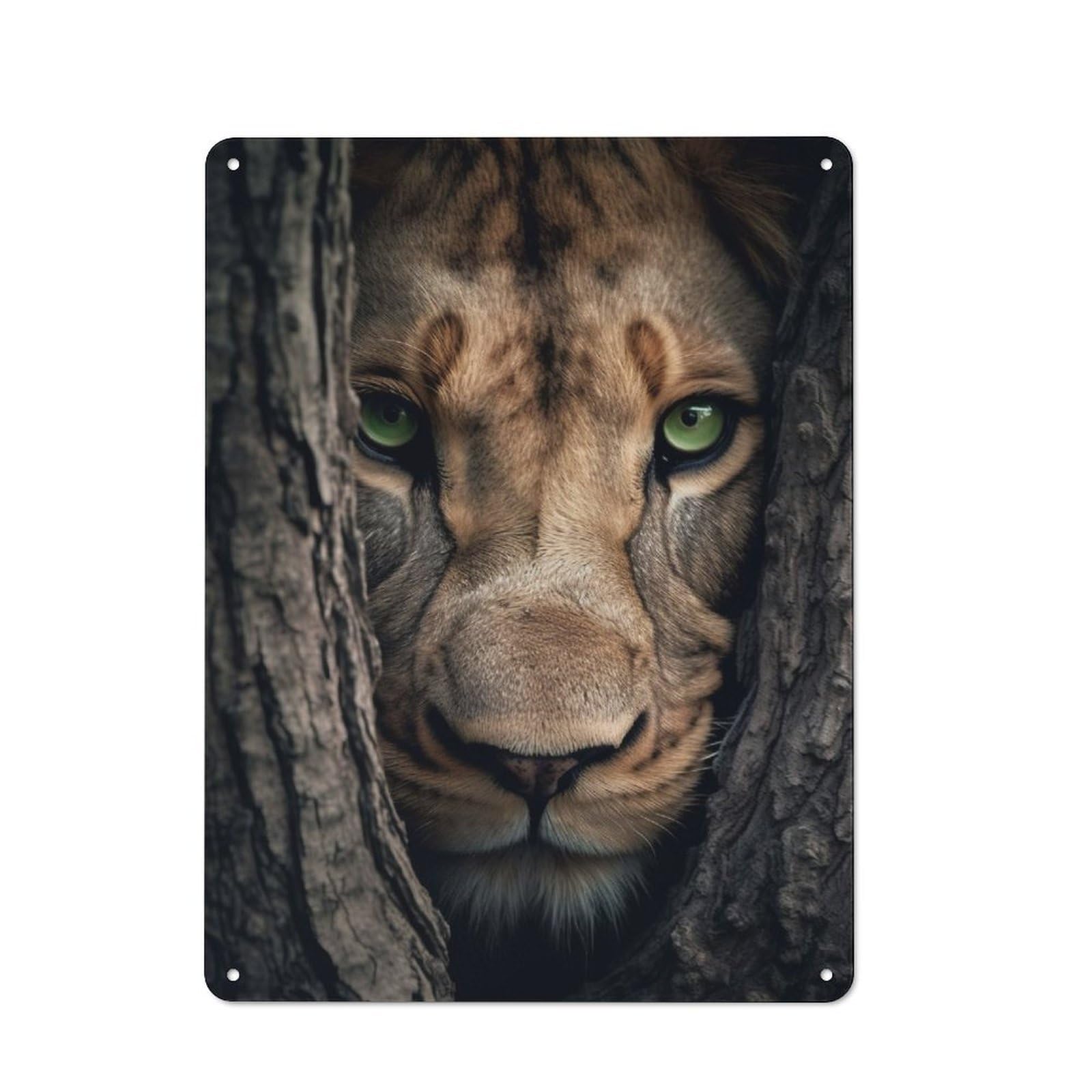 Junmoney Beautiful Lioness Hiding Nostalgic Metal Wall Sign 40X30cm, Classic Pub Decor For Bar, Kitchen, Garage Or Games Room