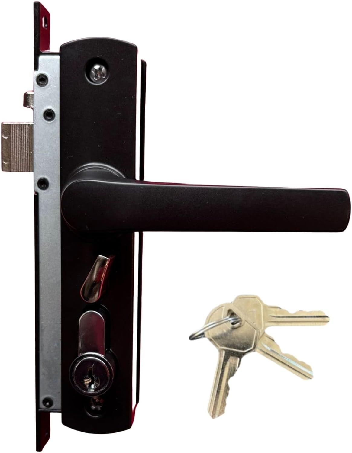 Security Screen Door Lock Hinged Black - with Cylinder Lock + 3 Keys