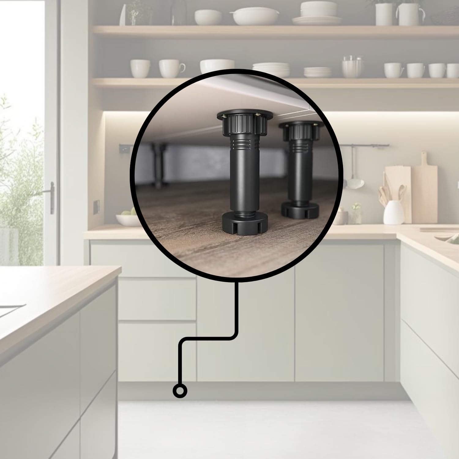 Evotrade Set di 4 Piedini Regolabili per Zoccoli da Cucina con 2 Pinze e 4 Viti di Fissaggio, Supporti Stabili e Facili da Installare per Mobili e Cucine | Made in Italy (Altezza 120 mm.)