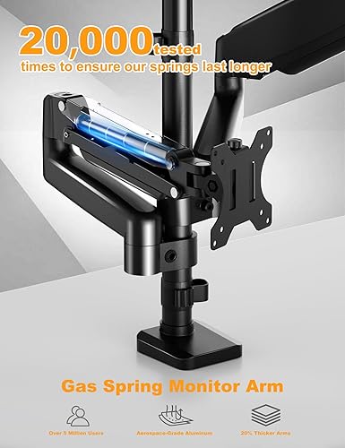 Miniatura 4 de FORGING MOUNT Soporte para monitor triple, soporte articulado ajustable de escritorio para 3 monitores para pantallas de 13 a 32 pulgadas de hasta