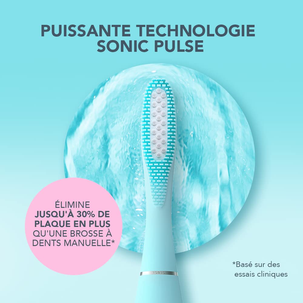 FOREO ISSA 3 la brosse à dents sonique ultra-hygiénique et rechargeable de FOREO poils en silicone et en polymère,tête de brosse d'une durée de 6 mois,16 intensités,365 utilisations par charge,Mint