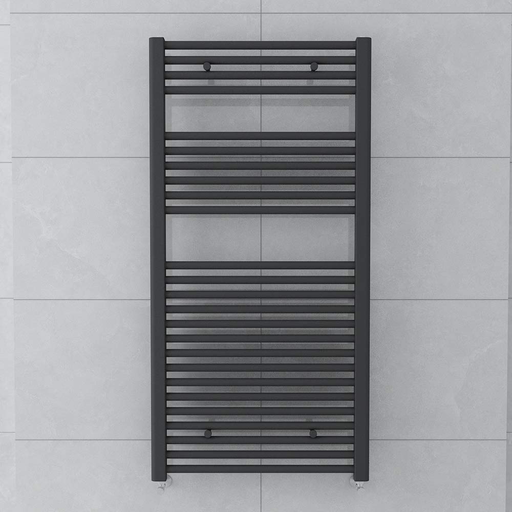 Warmehaus Towel Radiator 1200x600mm Grey Contemporary Bathroom Towel Rail - Straight