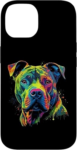 iPhone 14 Pit Bull Mom Dog Lover Colorido Artístico Pitbull Propietario Mujeres Caso