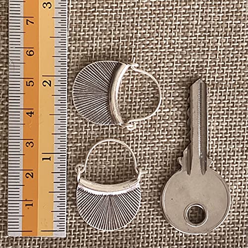 Sterling Silver Handmade Crescent Boho Hoop Earrings, 7/8" x 1 1/4" Half Moon Shape Ethnic Hippie Gypsy Bohemian Style, Gift for Her3