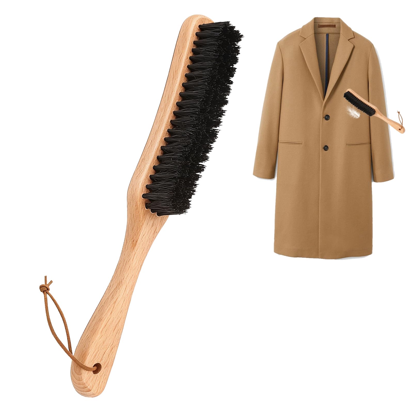 1 Pcs Clothes Brush,Lint-Brush and Cashmere Comb for Suits,Cleaning-Brushes Boar Bristle Lint Brush with Wooden Handle for Suede Wool Furniture Coats Suits Clothes Shoes Cleaning
