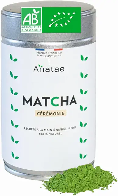 Anatae Matcha Bio Cérémonie Japonais - Poudre Thé Vert 100% BIO Sans Amertume - 80 g