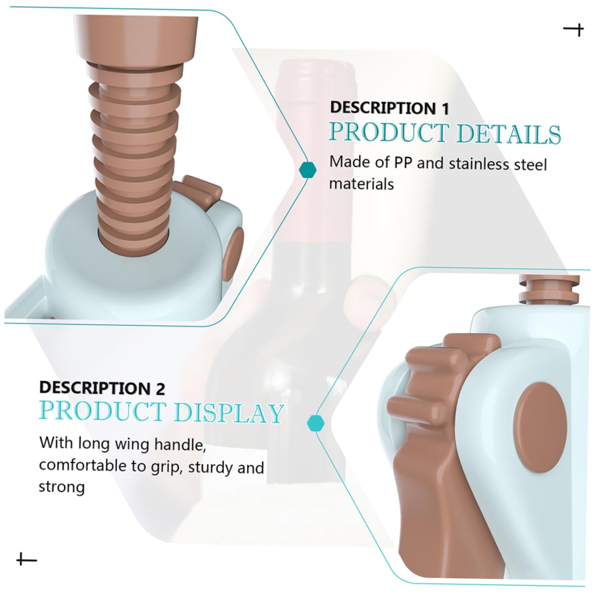FUNOMOCYA Quick-acting Winged Corkscrew Wine Opener Stainless Steel Bottle Opener Effortless Wine Cork Removal for Parties