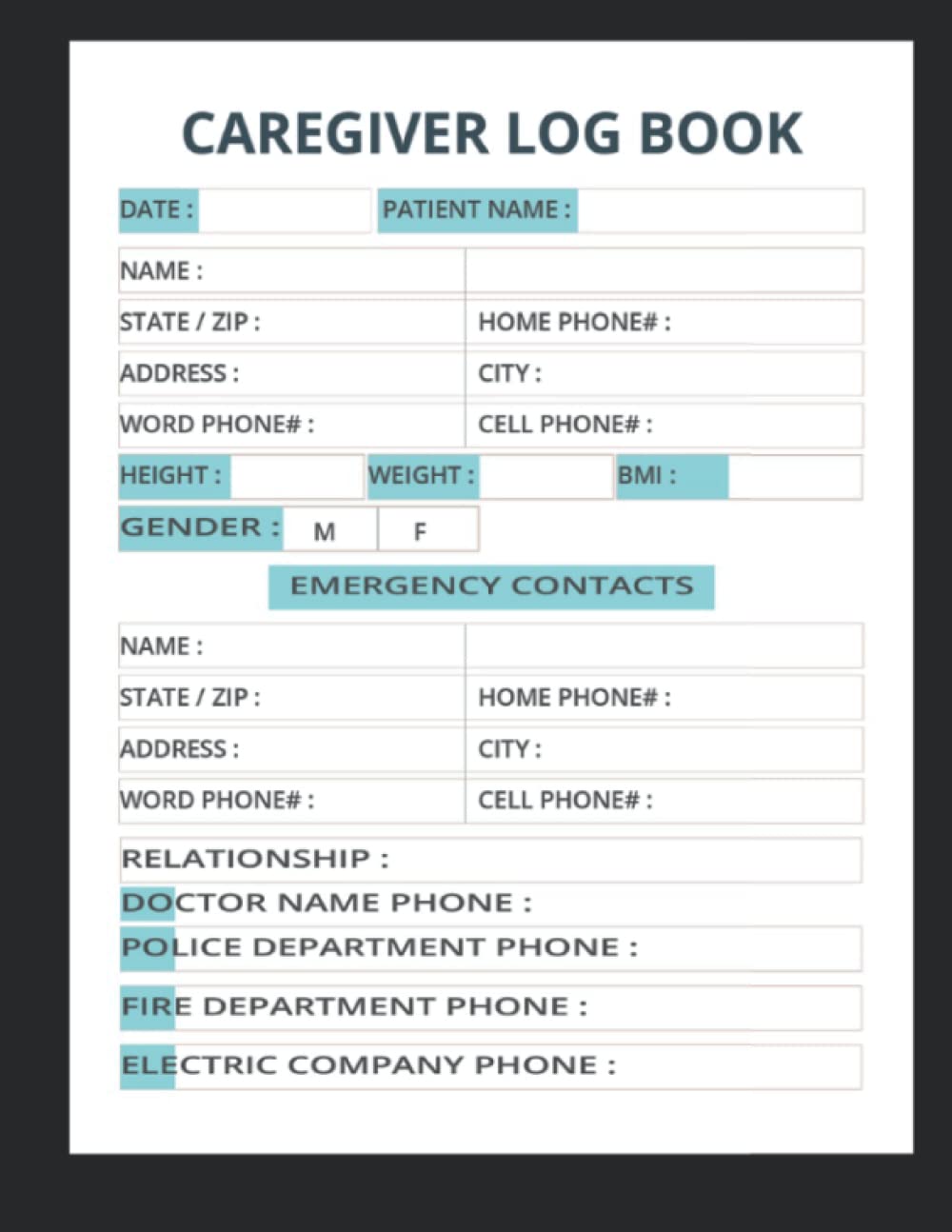 Buy caregiver log book caregiver log book a daily record elderly, For