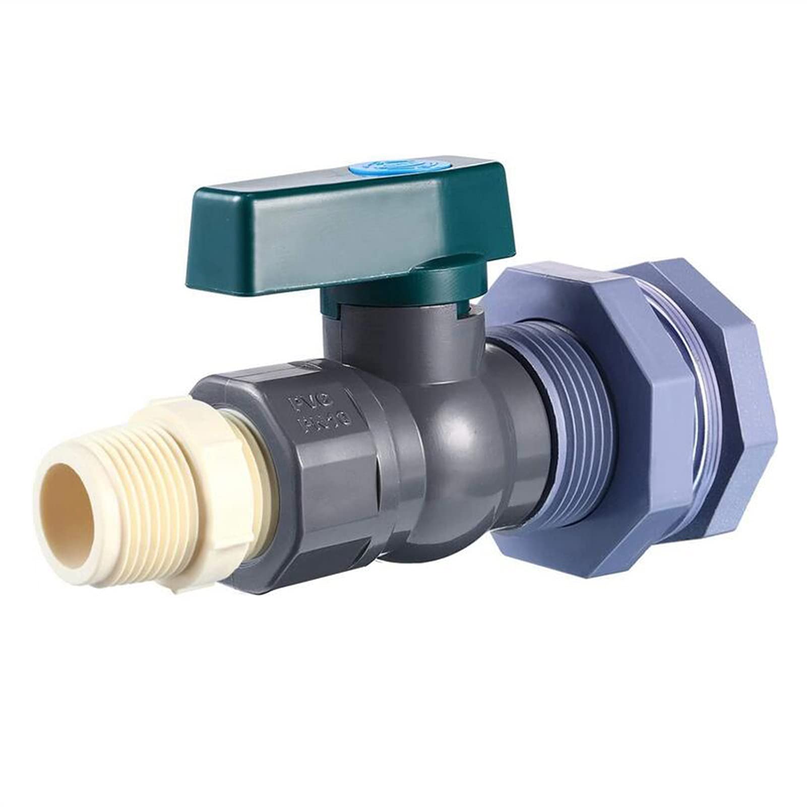 Regentonne Wasserhahn Außenhahn Schlauchverteiler, Wasserhahn-Anschluss, Rohrverschraubung, Zapfen, Regentonnen-Wasserhahn-Set, 3/4-Zoll-Regenfass-Ventil mit Schottverschraubung und Schlauchadapter, G