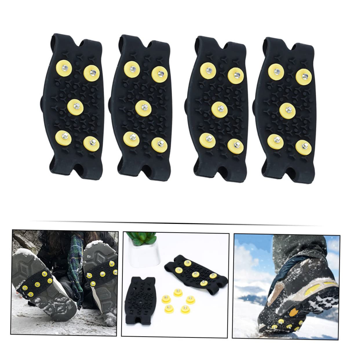 Holibanna 2paires Crampons Antidérapants Tpe Pour Chaussures De Couvre-chaussures De Traction Pour Glace Et Neige Accessoires De Plein Air Pour Randonnée Et Activités Hiver