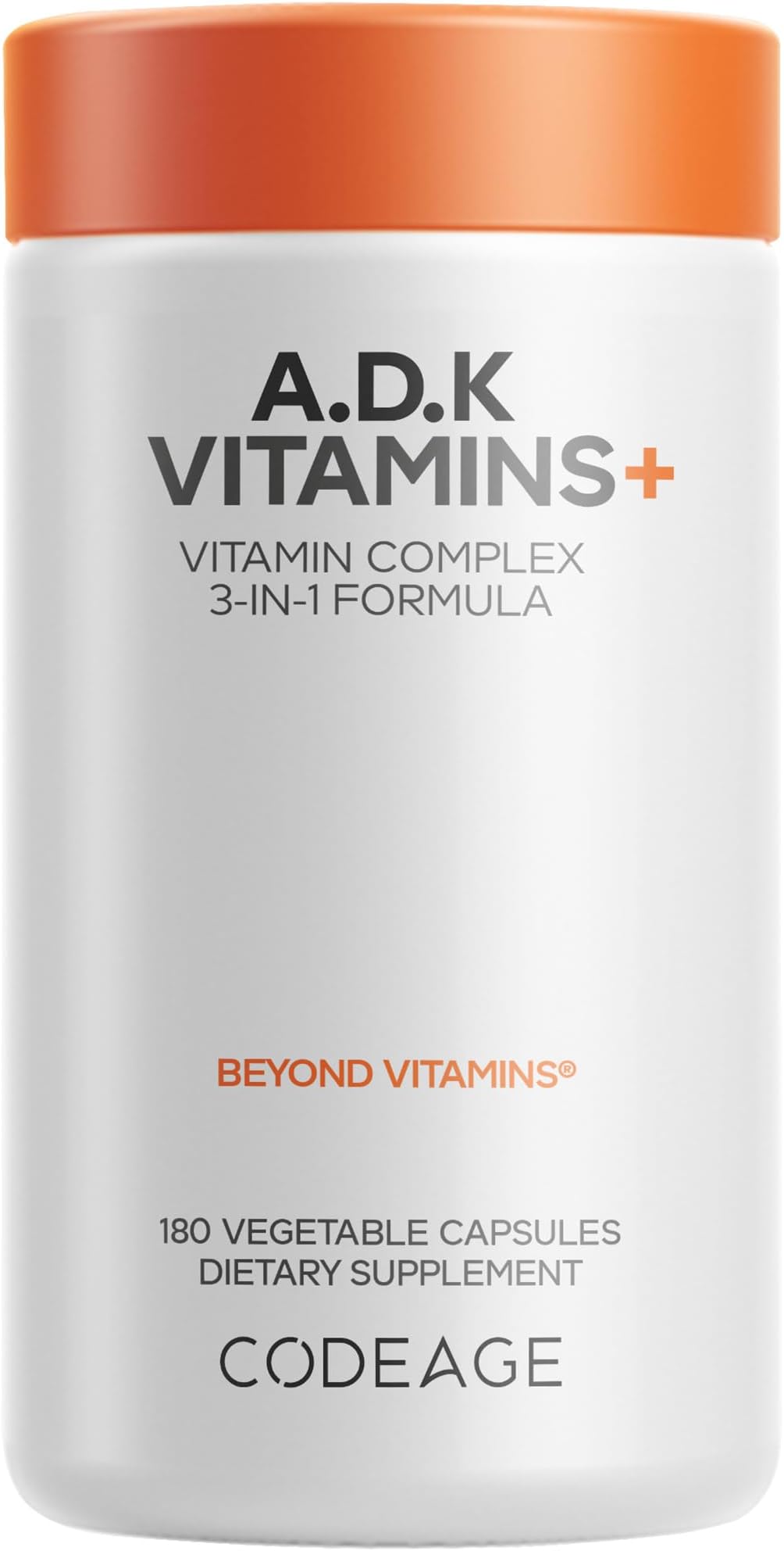Codeage ADK Vitamins Supplement - Essential Vitamin A, D3 5000 IU, K1 & K2 (MK4 & MK7) - 6-Month Supply - 1 Capsule per Serving, Non-GMO, Gluten-Free - 180 Capsules