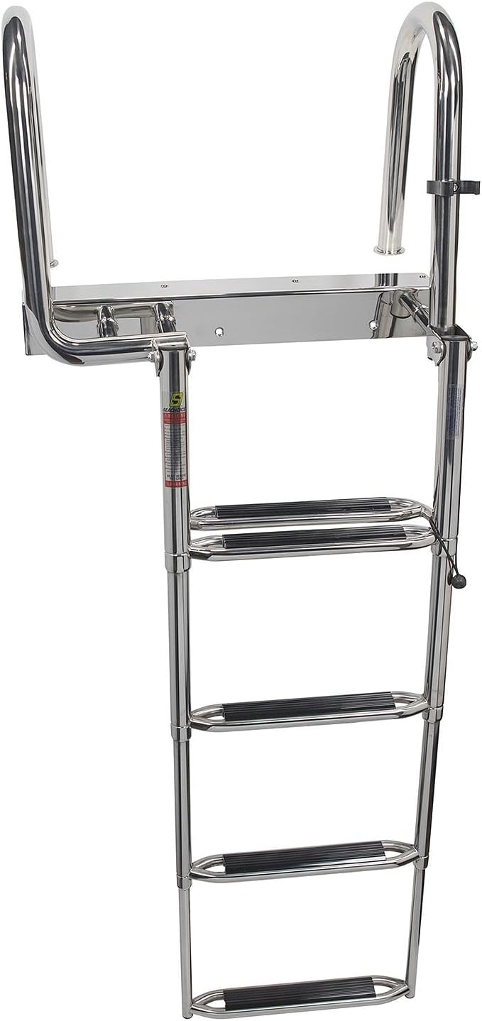 Seachoice Premium Pontoon Ladder, 4-Step, 304 Stainless Steel
