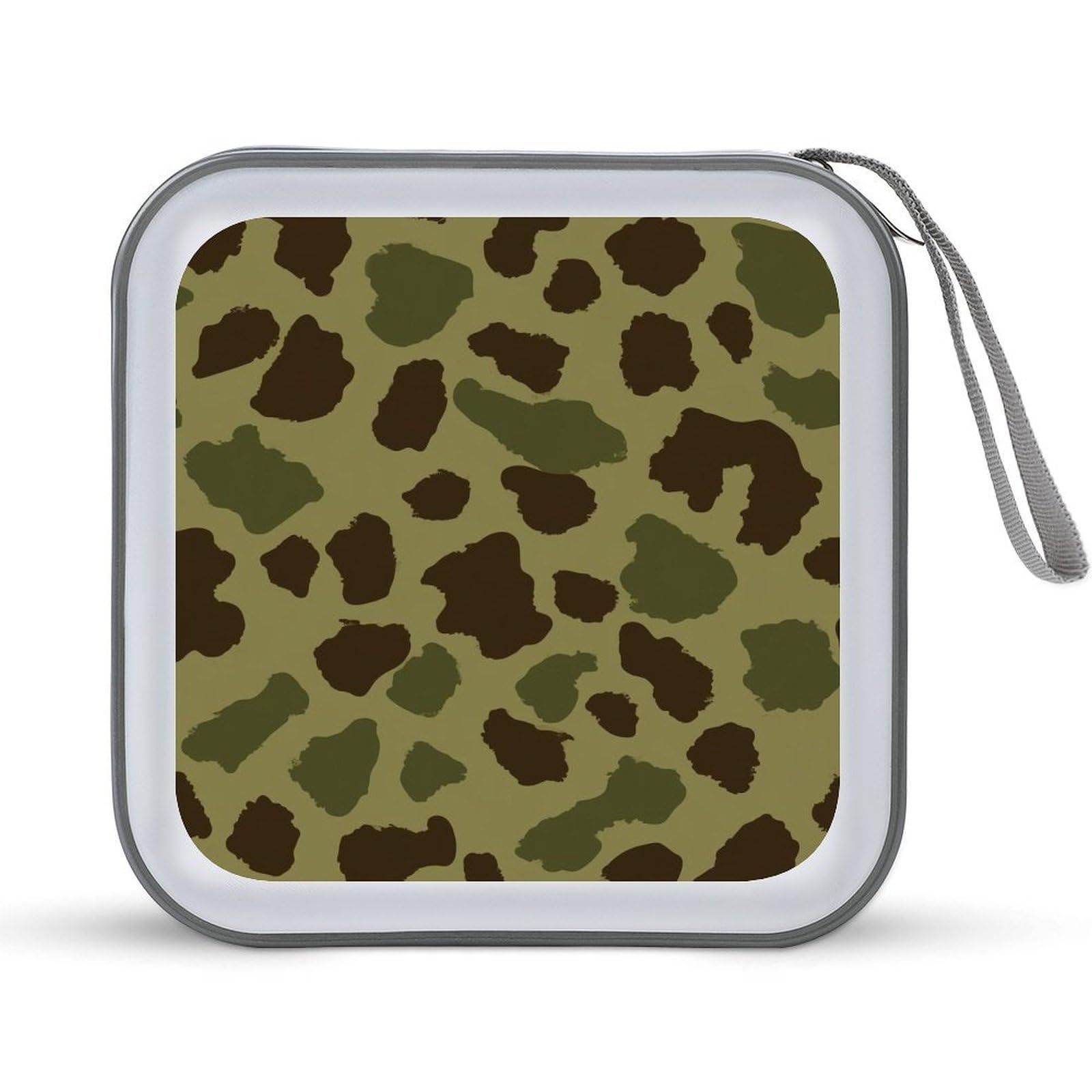 Jubonexis Olive Green Brown Camouflage Pattern CD Case DVD Storage Case Portable for Car Home Travel