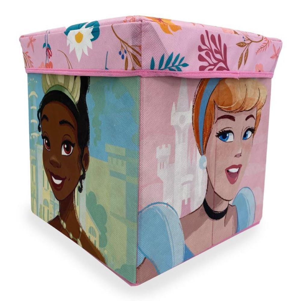 Puf infantil multifunción contenedor porta objetos para sentarse 30 cm (Princesas (1))